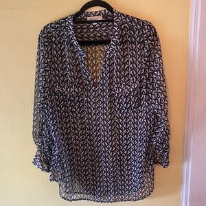 Vince Camuto Black and White Geometric Blouse